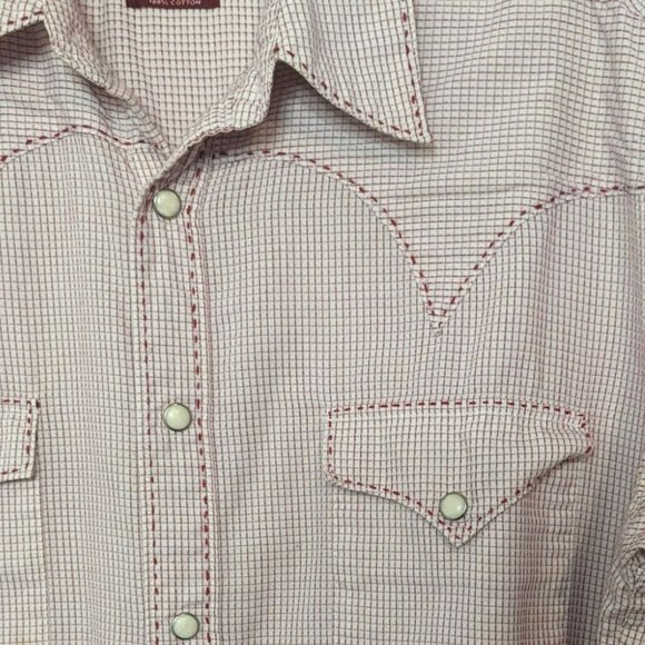 Lucky Brand Dungarees Womens Medium Pearl Snap Long Sleeve Red Check Western - Picture 4 of 5